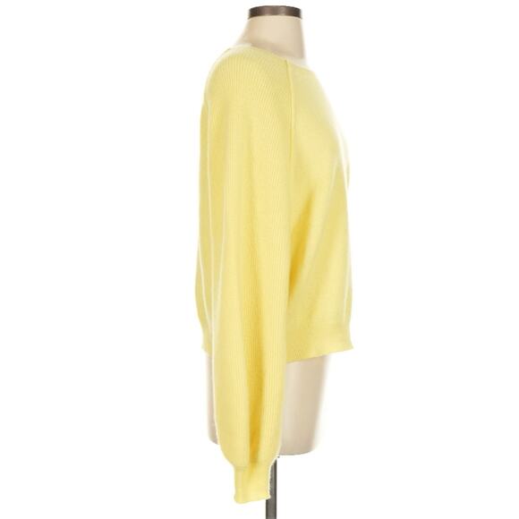 Crush. Butter Yellow Ribbed Sleeve 100% Cashmere Oversized Sweater S - Picture 3 of 9